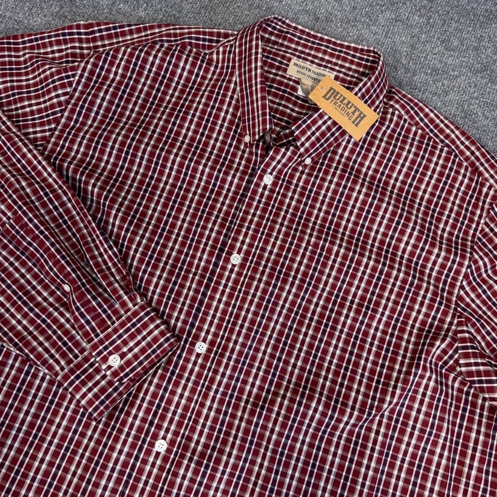 Duluth Trading Co Shirt Men 3XL Red Plaid Long Sleeve Button Up Pocket NEW